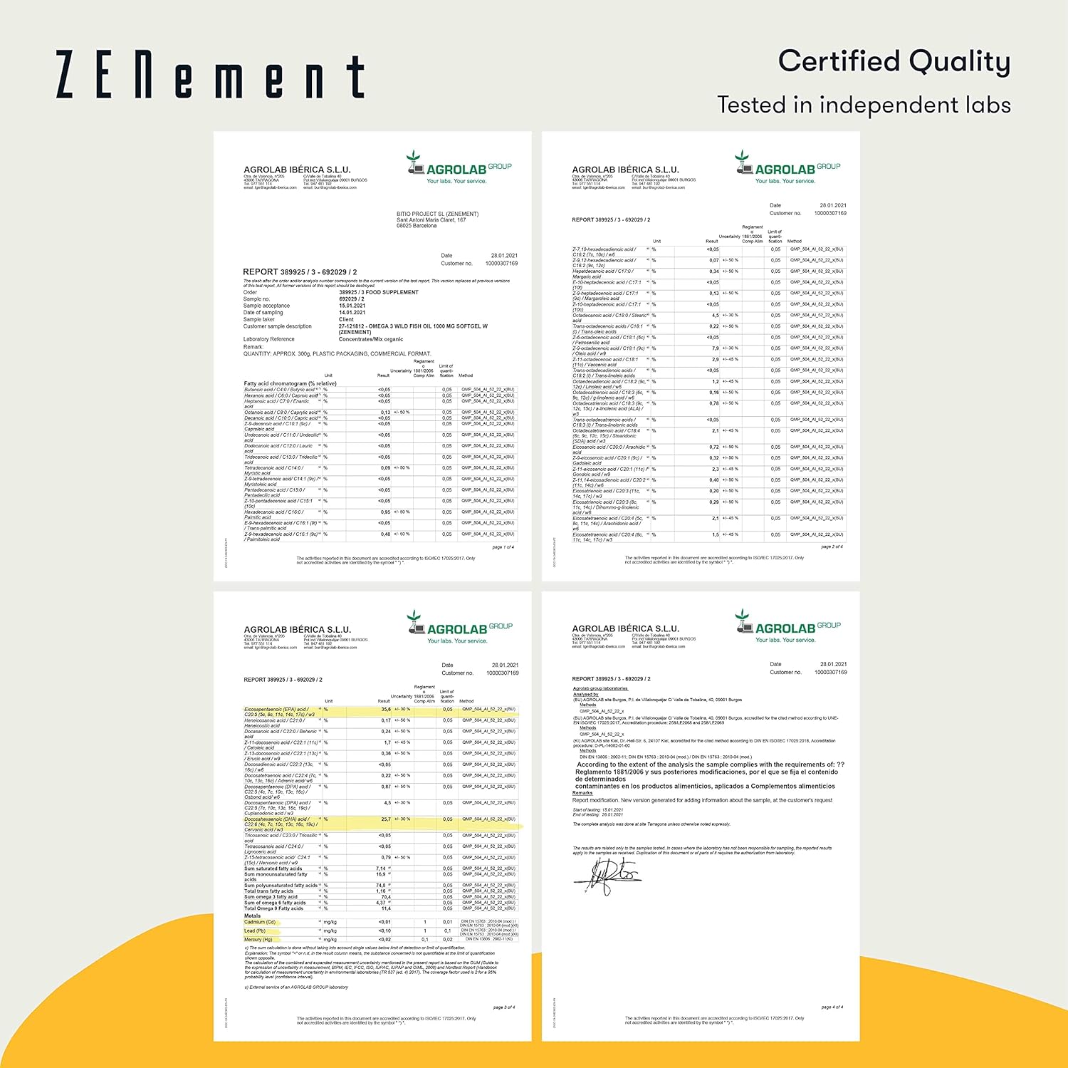 Zenement Omega-3 Highest Strength, Wild Fish Oil 2000mg (2 softgels) |