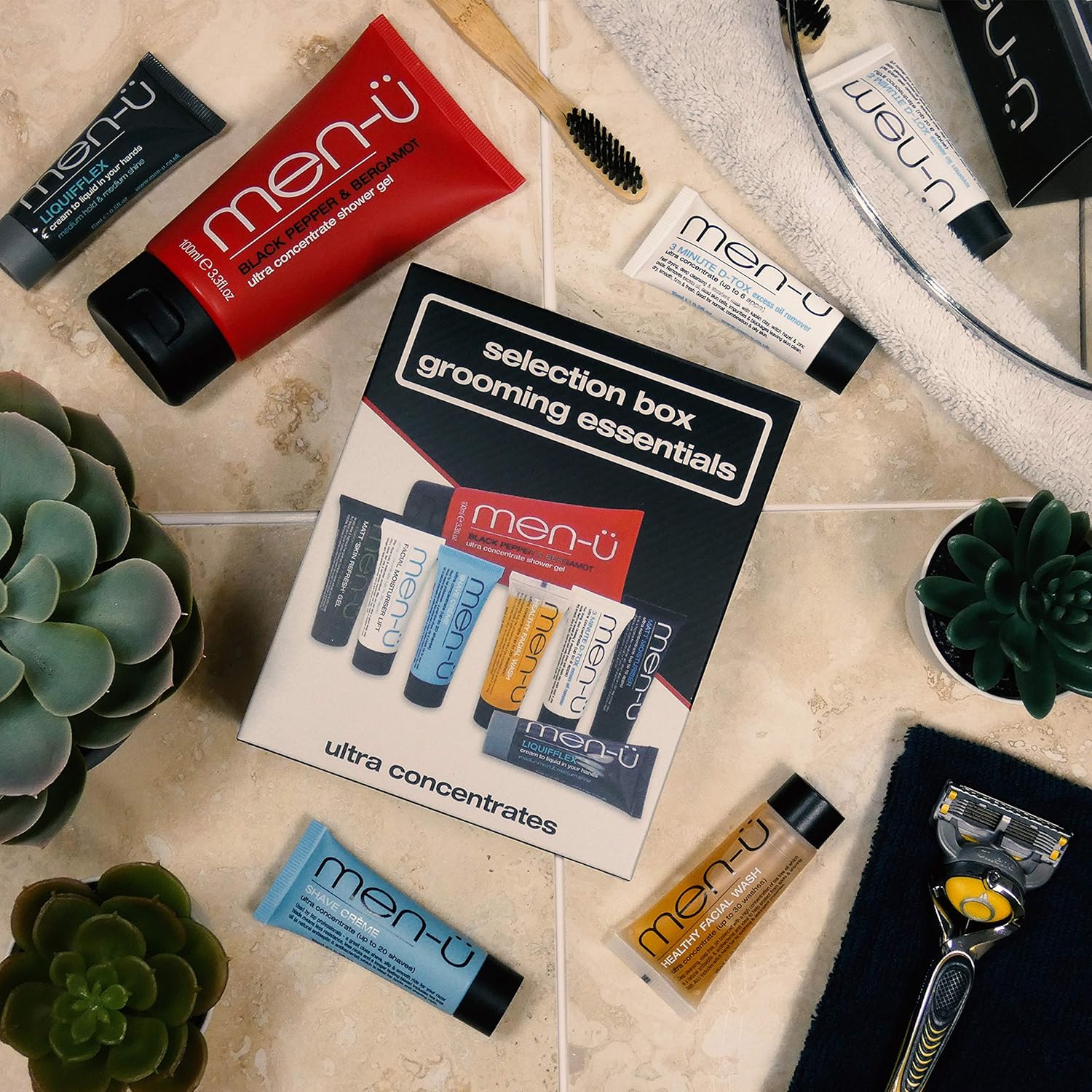 men-ü SELECTION BOX GROOMING ESSENTIALS mens gift sets – Perfect mens skincare introduction. Mens toiletries set, full ultra-concentrate range. Body, Skincare & Styling Gifts for men by men-ü. : Amazon.co.uk: Beauty