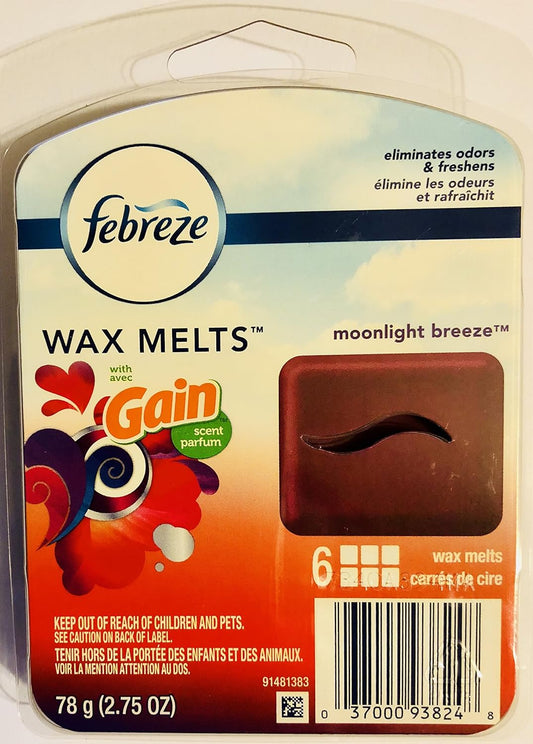 Febreze Wax Melts Air Freshener - Gain Moonlight Breeze - 6 Count Wax Melts Per Package - Net Wt. 2.75 Oz (78 G) Per Package - Pack Of 3 Packages