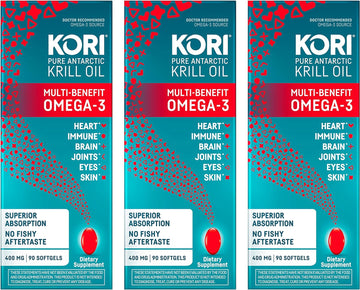 Kori Krill Oil Omega-3 400mg, 270 Mini Softgels | Multi-Benefit Omega-