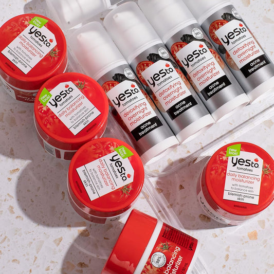 Yes To Tomatoes Daily Balancing Moisturizer & Tomatoes Detoxifying Overnight Moisturizer, Blemish Fighting Formula That Recharge Skin With Antioxidants, Natural Vegan & Cruelty Free, 1.7 Fl Oz