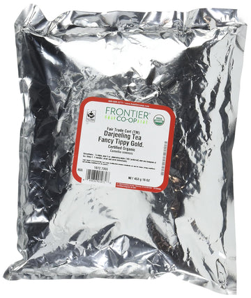 Frontier Co-Op Organic Darjeeling Black Tea, 1-Pound Bulk Bag, Highest Grade Orange Pekoe Leaves, Kosher, Fair Trade