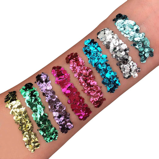 Biodegradable Eco Chunky Glitter By Moon Glitter - Green - Cosmetic Bio Festival Makeup Glitter For Face, Body, Nails, Hair, Lips - 3G