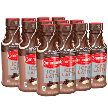 Community Coffee Iced Latte Coffee Drink, Mocha White Chocolate, Natural Flavors, 13.7 Fluid Ounce (Pack Of 12)