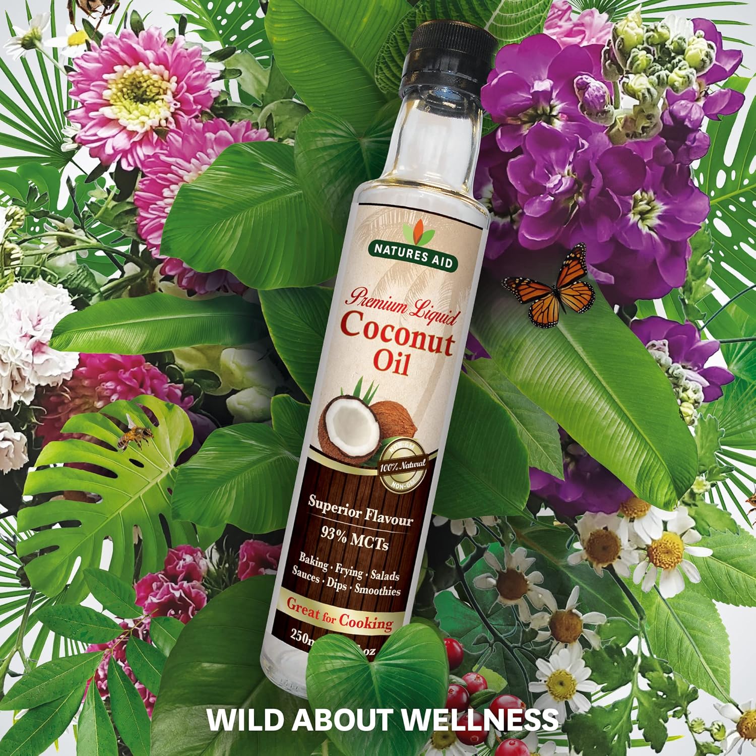 Natures Aid Liquid Coconut Oil 250ml – 100% Pure, Non-GMO, Vegan, Keto Friendly – Supports Skin & Hair – Gluten Free Cooking Oil for Frying, Baking, Smoothies & Dressings : Amazon.co.uk: Grocery