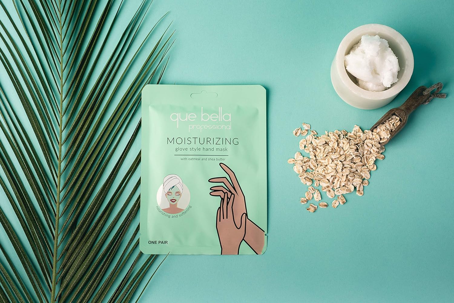 Que Bella Moisturizing Hand Mask, Oatmeal & Shea Butter, Glove Type : Beauty & Personal Care