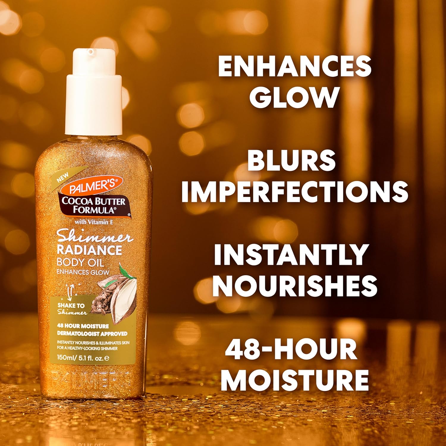 Palmer'S Cocoa Butter Formula Shimmer Body Oil With Vitamin E, 5.1 Fl Oz, Radiance Body Oil For Glowing Skin, Enhances Dark Tones & Tans, Hydrating : Beauty & Personal Care
