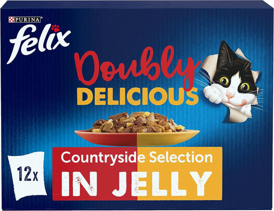 Felix Doubly Delicious Meat Cat Food 12x100g, Pack of 4 :Pet Supplies