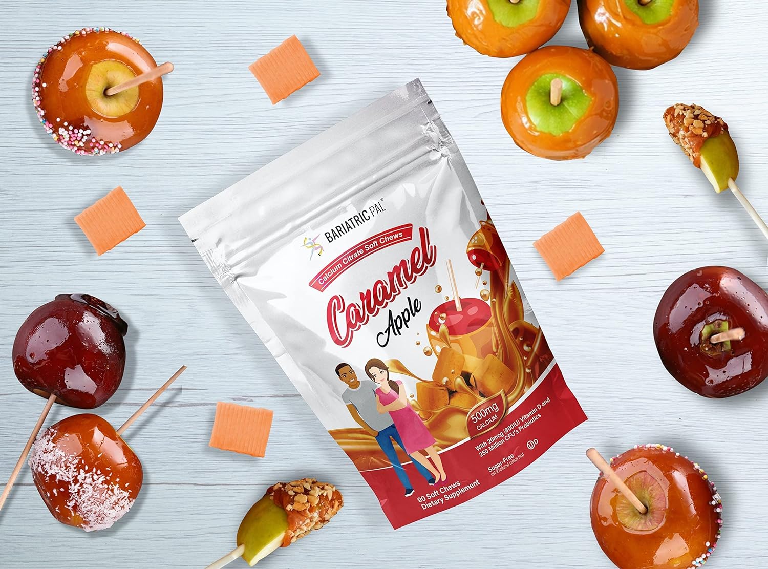 BariatricPal Sugar-Free Calcium Citrate Soft Chews 500mg with Probiotics (90 Count) - Caramel Apple : Health & Household