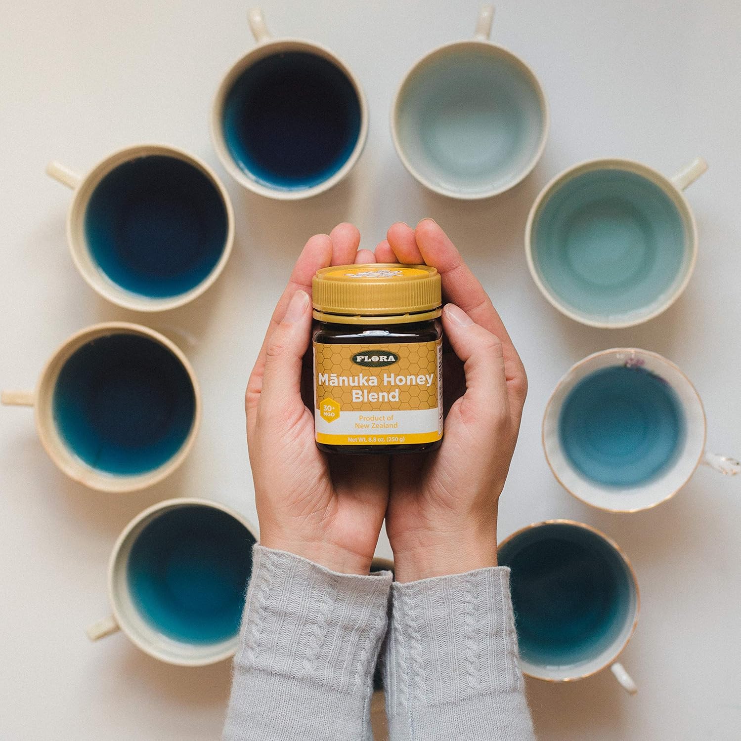 Flora - Mnuka Honey Blend Mgo 30+, New Zealand Honey, 100% Traceable Mgo,Natural Healing, Sore Throat Relief, Aids Digestion, 8.8-Oz. Jar