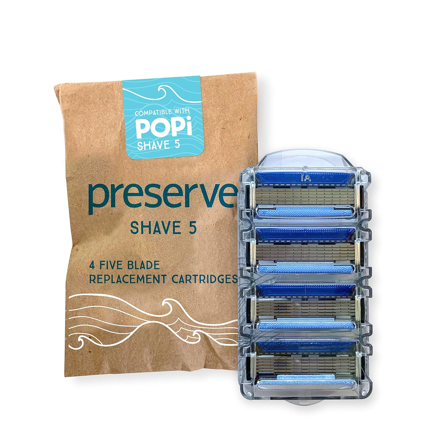 Preserve Ocean Plastic Initiative (Popi) Kit: Popi Shave 5 Razor System, Popi Replacement Cartridges (4Ct) And Popi Toothbrush (Soft, 1Ct), Made In Usa From Recycled Ocean Plastic, Coral Pink Bundle : Beauty & Personal Care