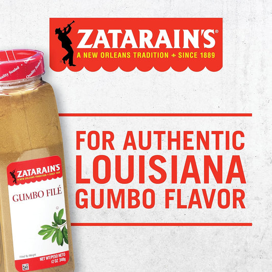Zatarain'S Gumbo Filé, 12 Oz - One 12 Ounce Container Of Gumbo Filé Seasoning, Sassafras Tree Leaves, Best For Cajun Gumbo Soup Or Seafood Stew