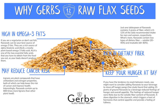Gerbs Raw Golden Flax Seeds, 14 Ounce Bag, Top 14 Food Allergen Free, Non Gmo, Vegan, Keto, Paleo Friendly