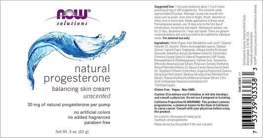 Now Foods Progesterone Cream Liposomal Lotion, 3 Oz Cream