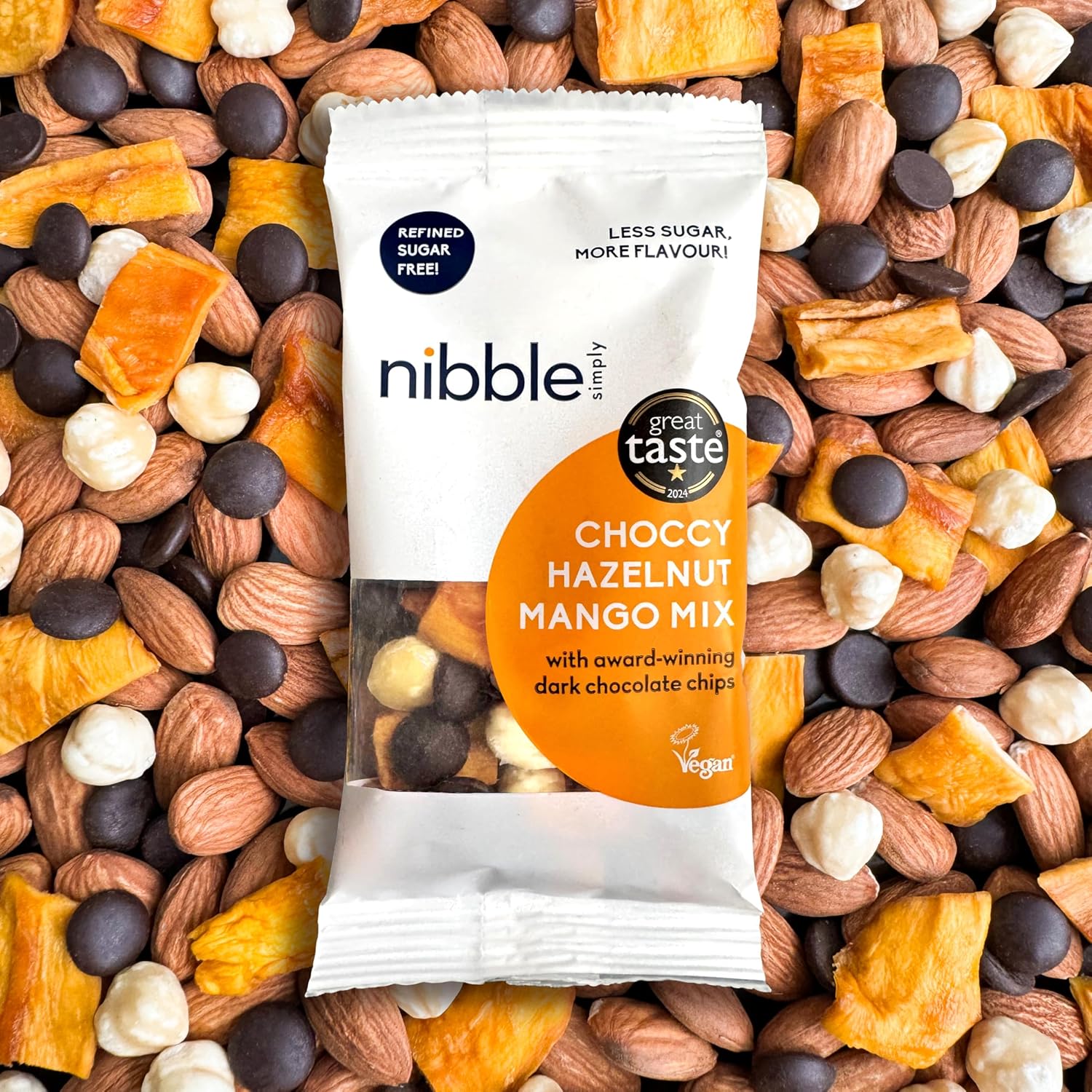 Nibble Simply CHOCCY HAZELNUT MANGO MIX with 81% Cocoa Mass Dark Chocolate Chips | Trail Mix | No Ultra-Processed Ingredients | No Refined Sugar : Amazon.co.uk: Grocery