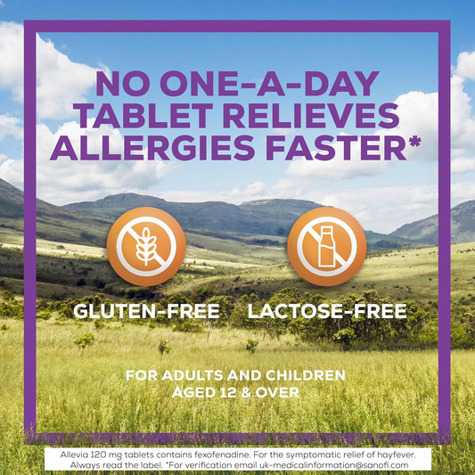 Allevia Allergy Tablets | 70 Tablets | 120Mg Fexofenadine | 24Hr Relief Acts Within 1 Hour | Non-Drowsy In Most People | Relieves Hayfever, Pet, Dust And Mould Allergies