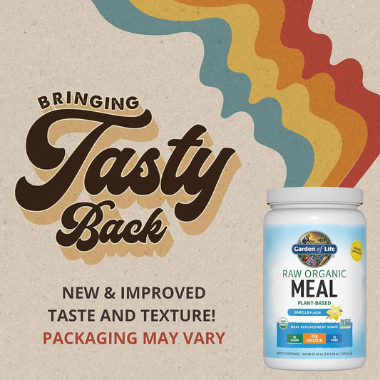 Garden Of Life Meal Replacement Shakes, Vegan Raw Organic Protein Powder, Vanilla Protein Powder With Plant Based Pea Protein, Sprouts, Greens, Probiotics, Dairy Free 28 Servings