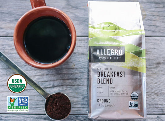 Allegro Coffee Organic Breakfast Blend Ground Coffee, 12 Oz