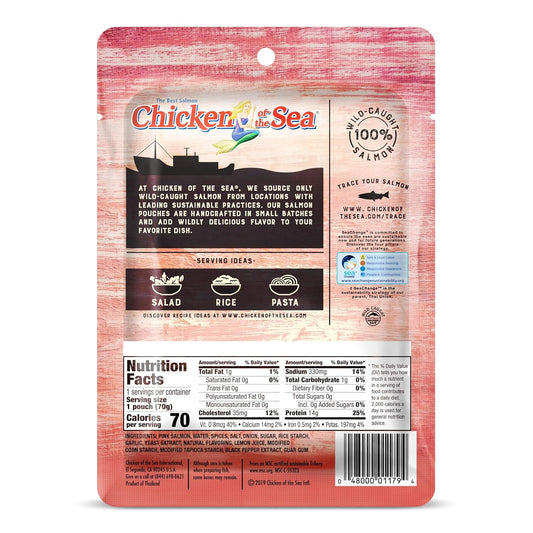 Chicken Of The Sea Pink Salmon With Cracked Pepper, Wild-Caught, Skinless & Boneless, 2.5-Ounce Packets (Pack Of 12)