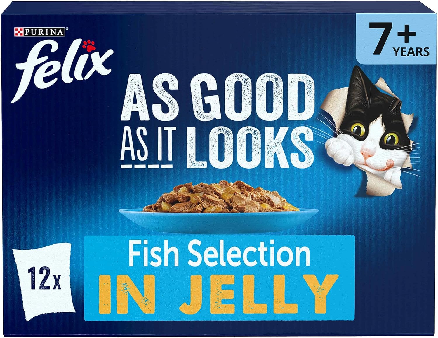 Felix As Good As It Looks 7+ Fish Cat Food 12x100g, Pack of 4 :Pet Supplies