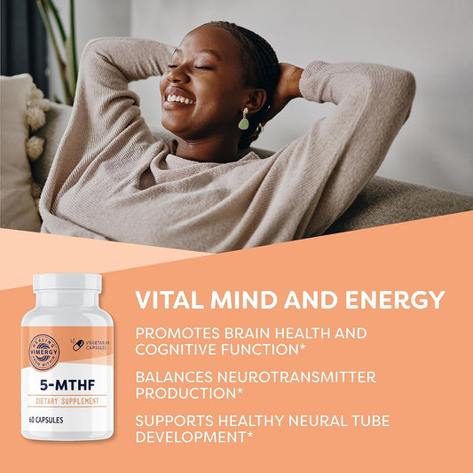 Vimergy 5-Mthf, 60 Servings โ Highly Absorbable Capsules โ Supports Brain Health & Cognitive Function โ Healthy Mood Support Supplement* - Non-Gmo, Gluten-Free, Vegan & Paleo Friendly (60 Count)