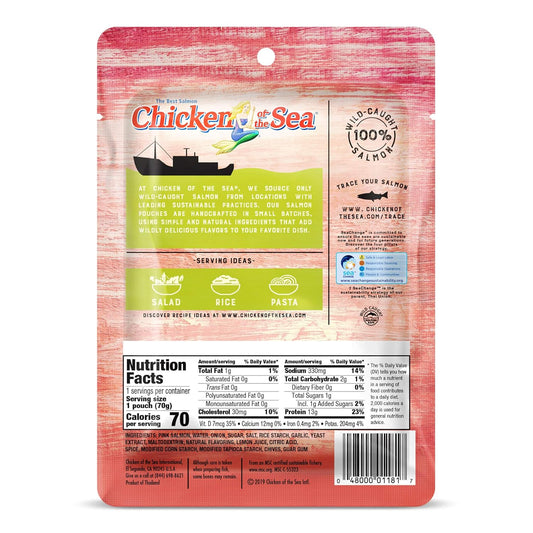 Chicken Of The Sea Pink Salmon With Lemon & Chive, Wild-Caught, Skinless & Boneless, 2.5-Ounce Packets (Pack Of 12)