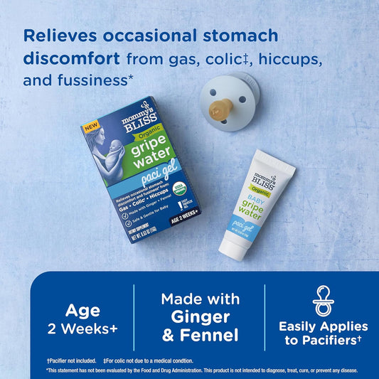 Mommy'S Bliss Organic Gripe Water Pacifier Gel For Newborns, Relieves Occasional Stomach Discomfort From Gas, Colic & Fussiness*, Age 2 Weeks +, 0.53 Oz (45 Servings)