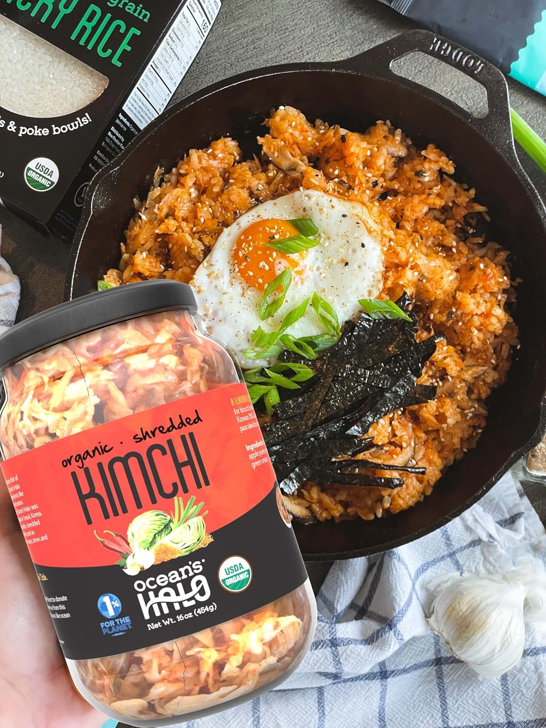 Ocean'S Halo Organic Shredded Kimchi, 16 Oz, Shelf-Stable : Grocery & Gourmet Food