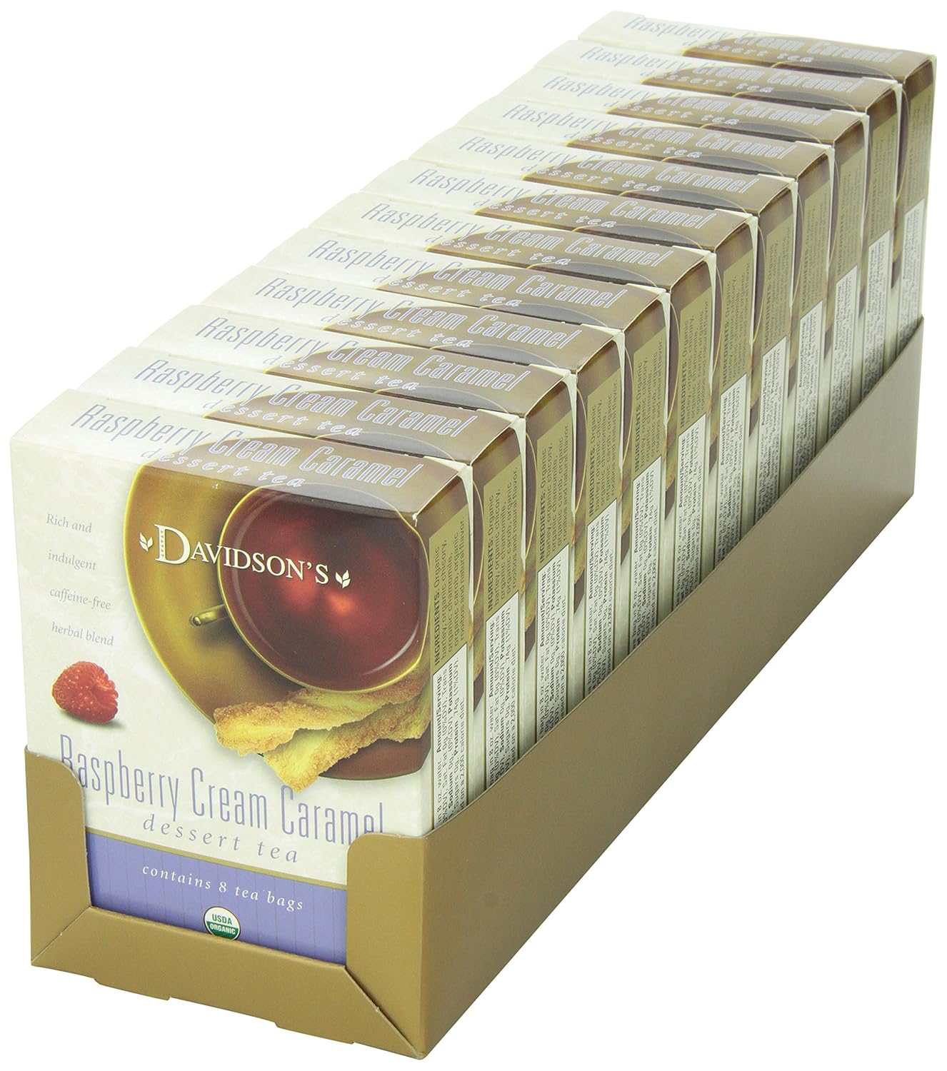 Davidson'S Organics, Raspberry Cream Caramel, 8-Count Tea Bags, Pack Of 12