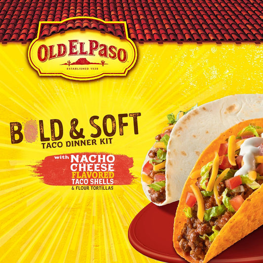 Old El Paso Nacho Cheese Bold & Soft Tortilla Taco Dinner Kit, 12 Ct., 12.6 Oz