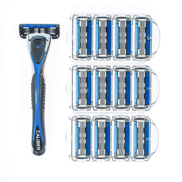 Personna Men'S 5 Blade Razor System - Mens Shaving Razors - Razor Handle With 12 Replacement Cartridges
