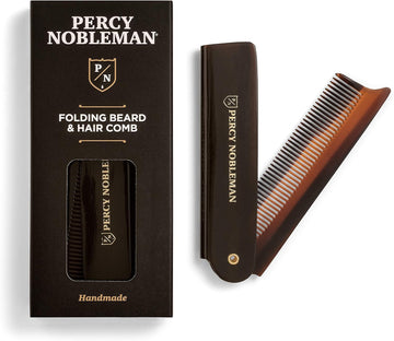 Acetate Folding Beard & Hair Comb By Percy Nobleman, Ideal For Use On Beards & Hair