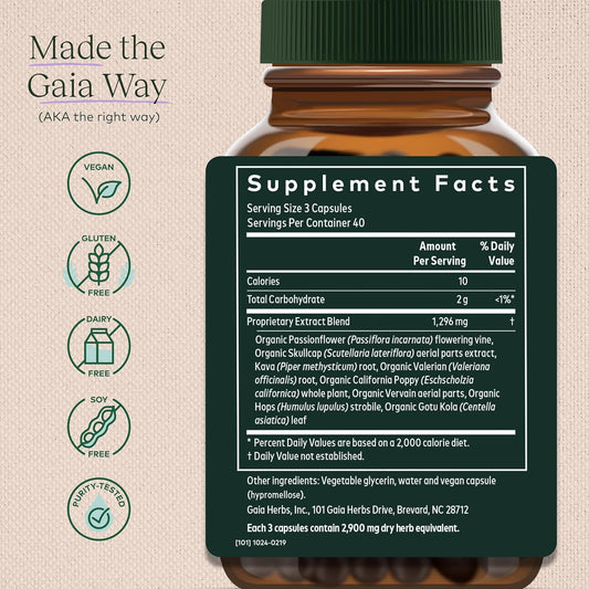 Gaia Herbs Sound Sleep - Natural Sleep Support To Promote Calm & Relaxation To Support Restful Sleep - With Valerian Root, Passionflower & More - 120 Vegan Liquid Phyto-Capsules (40-Day Supply)