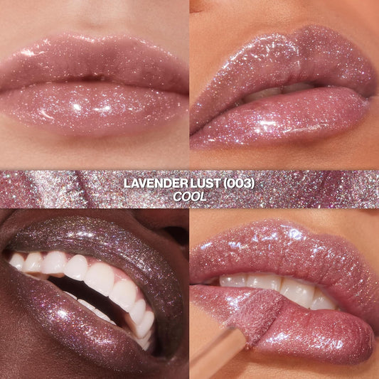 Revlon Super Lustrous Glimmer Gloss, Non-Sticky Lip Gloss, High-Shine Finish, Plant-Based Glitter, 003 Lavender Lust, 0.13 Fl Oz