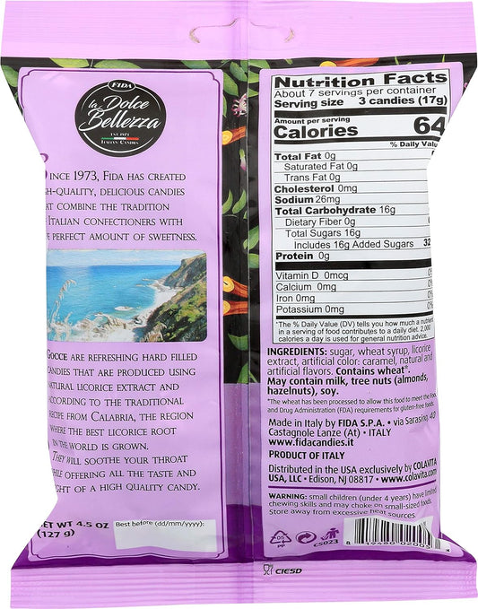 Fida Hard Filled Italian Candy, Gocce Licorice, 18 Oz