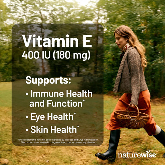 Naturewise Vitamin E 400 Iu Softgels (180Mg Dl-Alpha) - Dairy, Gluten & Soy Free - Antioxidant-Rich Dietary Supplement For Skin, Heart, And Immune Health Support - 4-Month Supply, 120 Count