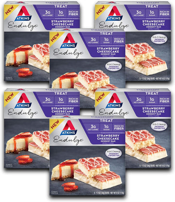 Atkins Endulge Treat Strawberry Cheesecake Dessert Bar. Rich And Creamy Dessert Favorites. Keto-Friendly. (30 Bars)