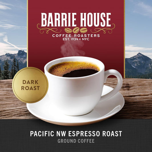 Barrie House Pacific Northwest Espresso Roast Ground Coffee| Dark Roast | Full-Bodied Flavor | 100% Arabica Coffee Beans I 2 Lb Bag