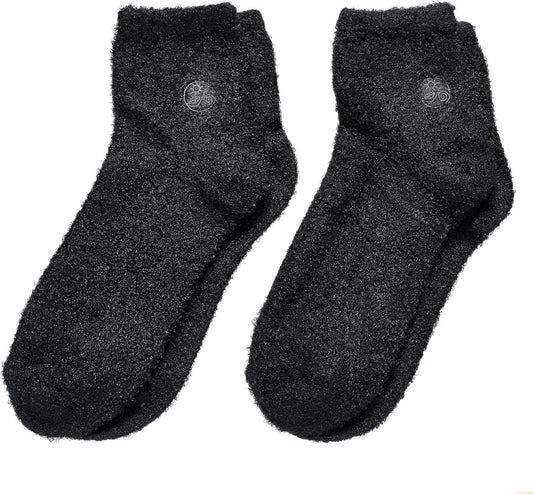 Earth Therapeutics Aloe Vera Socks – Infused With Natural Aloe Vera & Vitamin E – Helps Dry Feet, Cracked Heels, Calluses, Dead Skin - Use With Your Favorite Lotions - Black/Black (2 Pairs)