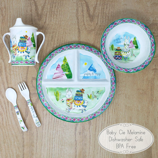 Kids And Baby Melamine Place Setting Sippy Cup, Suctions Bowl, Section Plate And Fork Spoon Set (Be The Leader)