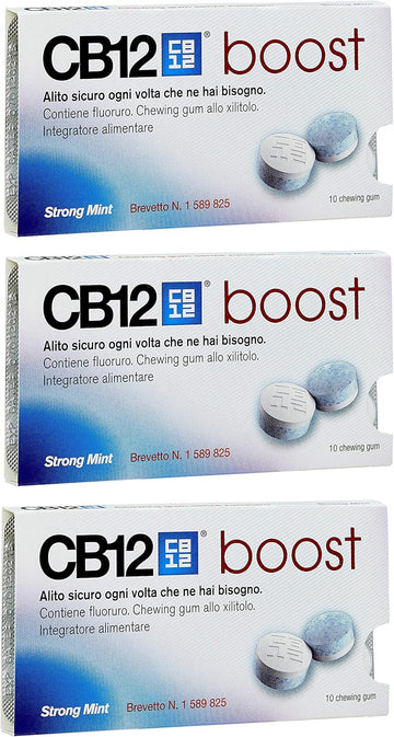 Cb12 Boost Chewing Gum Strong Mint, 10'S (Pack Of 3)