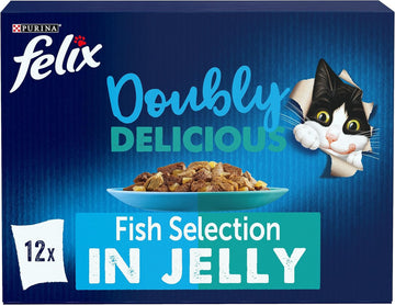 Felix Doubly Delicious Fish Cat Food 12x100g, Pack of 4 :Pet Supplies
