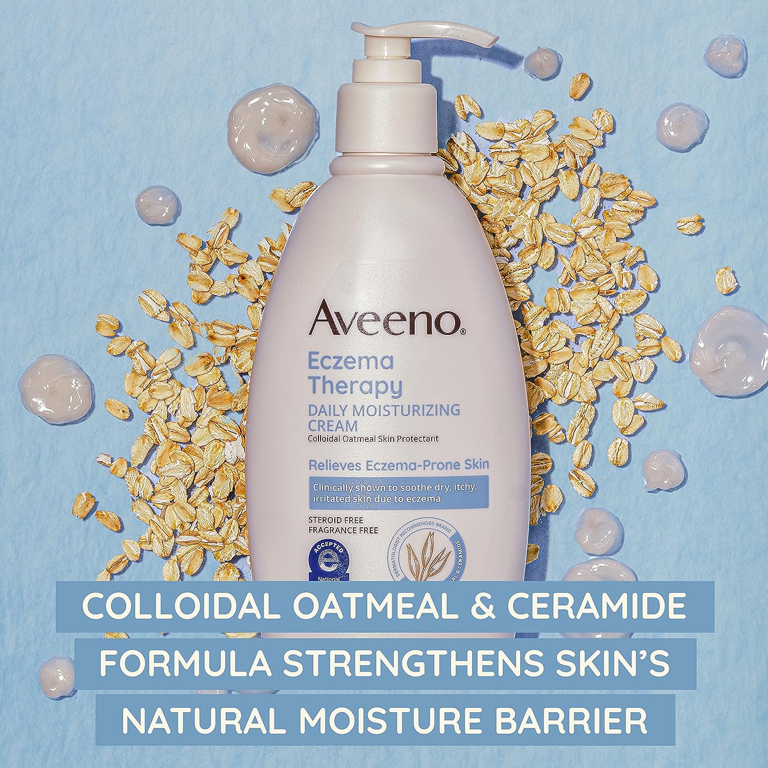 Aveeno Eczema Therapy Daily Moisturizing Cream for Sensitive Skin, Soothing Lotion with Colloidal Oatmeal for Dry, Itchy, and Irritated Skin, Steroid-Free and Fragrance-Free, 7.3 oz : Therapeutic Skin Care Products : Health & Household