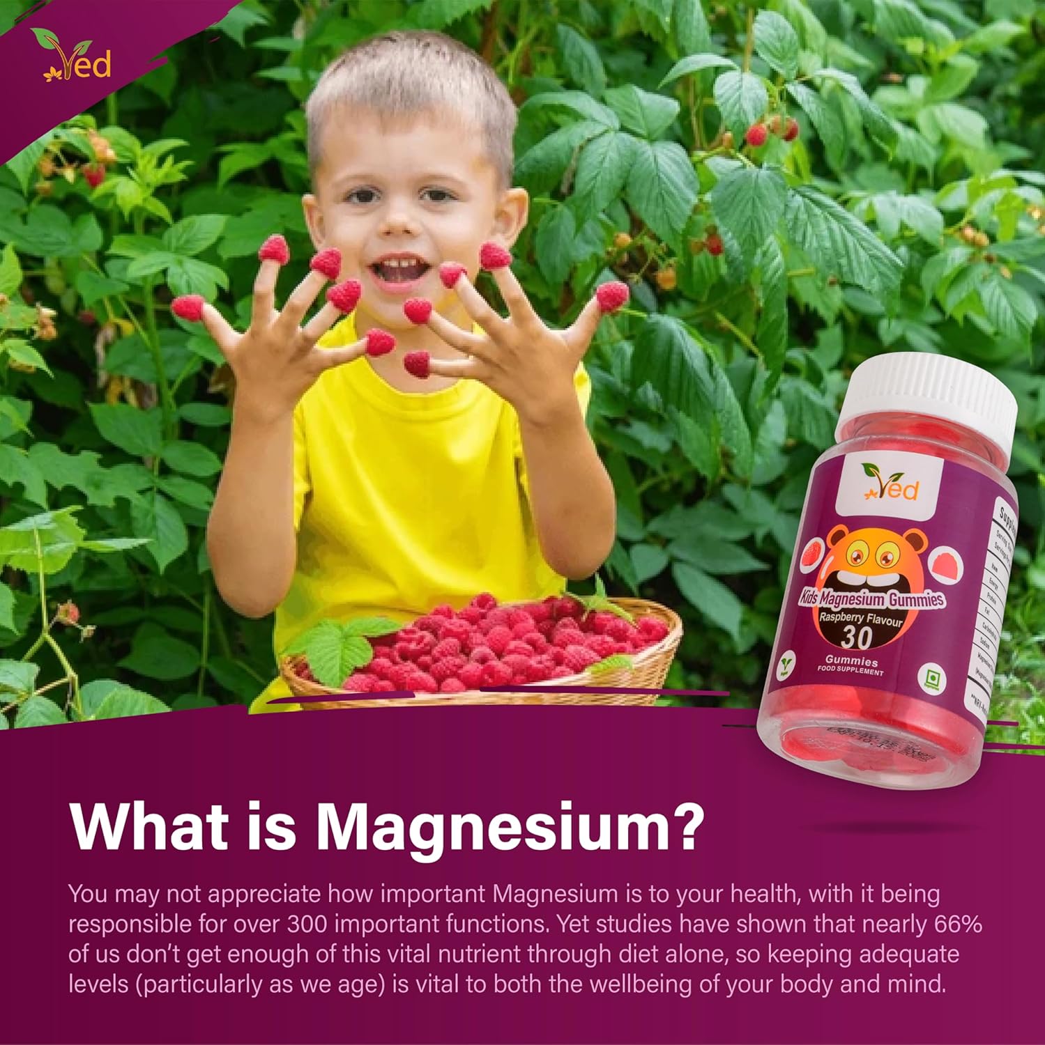 Kids Magnesium Gummies,15 Day Supply, Natural Raspberry Flavour, 30 Chewable Vegan Gummies, Vegetarian Friendly, Energy & Immune System, Non GMO, Gluten Free. (30 Gummy) : Amazon.co.uk: Health & Personal Care
