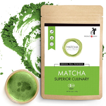 Eco Heed Organic Japanese Matcha Green Tea Powder - Premium Superior Culinary Grade - Stone Ground No Additives - (3.5Oz)
