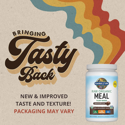 Garden Of Life Meal Replacement Shakes, Vegan Raw Organic Protein Powder, Lightly Sweet Protein Powder With Plant Based Pea Protein, Sprouts, Greens, Probiotics, Dairy Free 28 Servings