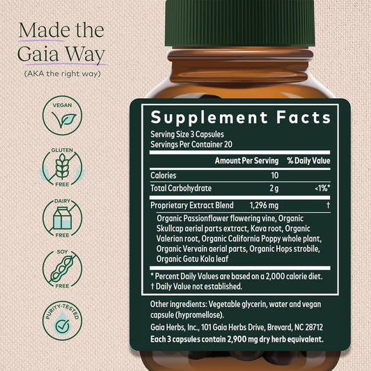 Gaia Herbs Sound Sleep - Natural Sleep Support To Promote Calm & Relaxation To Support Restful Sleep - With Valerian Root, Passionflower & More - 60 Vegan Liquid Phyto-Capsules (20-Day Supply)