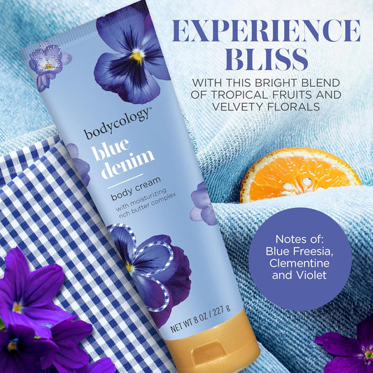 Bodycology Shea Butter Body Cream, Blue Denim, 8 Oz