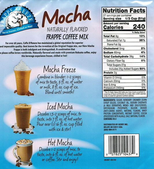 Davinci Gourmet Frappe Freeze Frappe Coffee Mix, Mocha, 3 Lb Bag, 27 Servings : Grocery & Gourmet Food