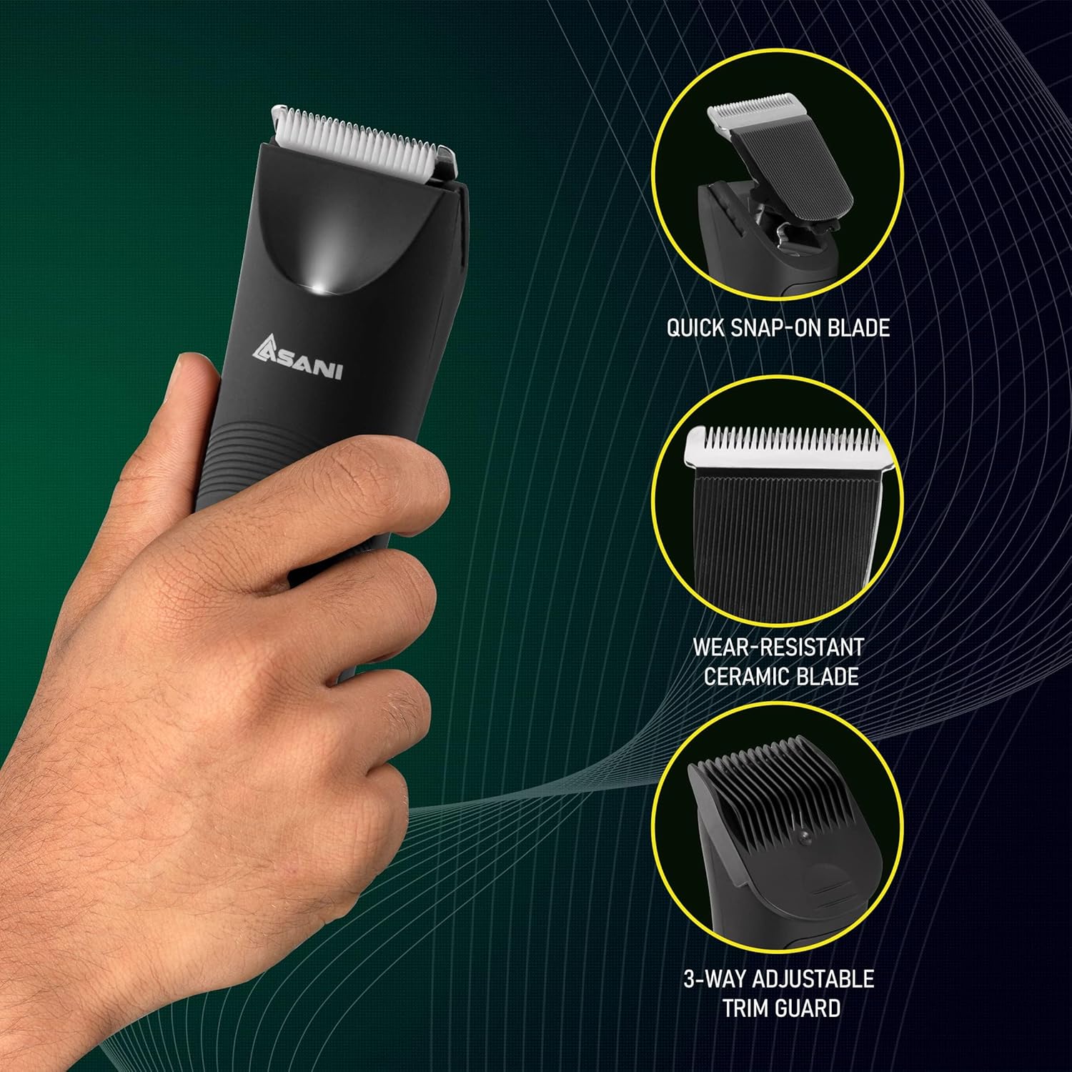 Asani Upkeeper Men'S Body Hair Trimmer - Rechargeable Grooming Tool With Ceramic Blade, Led Light, Waterproof Design, Electric Shaver For Wet/Dry Use, Ideal For Chest, Back, Groin Hair Care : Beauty & Personal Care